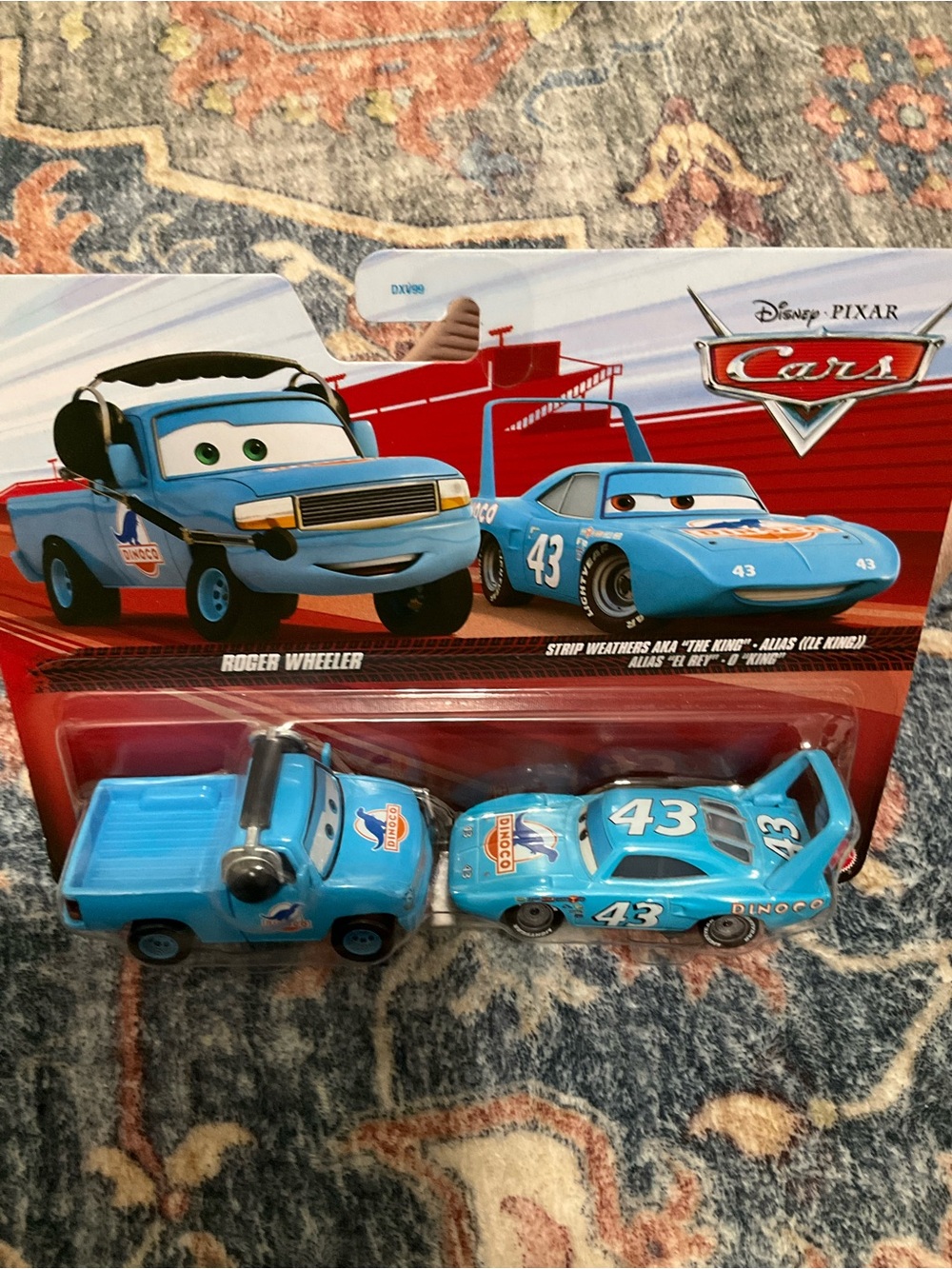 Mattel Cars Dinoco Light Blue Roger Wheeler & #43 Race Car Set